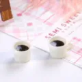 Miniature white resin coffee cups for dollhouse kitchen accessories and DIY crafts - 白杯加黑咖啡 / 2 Pcs/Set / White