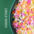 Close-up detail of colorful mixed polymer clay slices for DIY crafts and nail art - Circle Series / 50g Pack