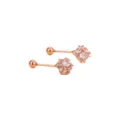 Roségoldene Würfelohrringe mit Zirkonia und Schraubverschluss für das Ohrknorpelpiercing - Schraubperlen Würfel Ohrstecker / Roségold (Weißer Zirkon)
