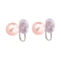 Eleganti orecchini a clip con perle rosa tonde e comodi cuscinetti in resina per lobi non forati - Clip a Spirale Perla Rosa / Rosa