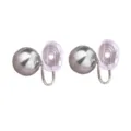 Semplici orecchini a clip a sfera argentata con comoda chiusura a spirale regolabile. - Clip a Spirale Perla Grigia / grigio-argento