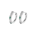 Pendientes de aro plateados con pavé de circonitas verde esmeralda y blanco - Cobre / Plata (Circonita Verde)