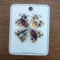Vintage alloy flower brooch pin decorated with purple and amber marquise rhinestones - Vintage Flower (5)
