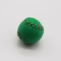 Detailed close-up of a green mini baseball keychain with vibrant red stitching - 2cm / Dark Green