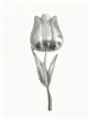 Detailgetreue silberne Tulpen-Brosche mit eleganter Metallstruktur und Blättern. - Silber