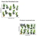 Detailed dimension guide for green potted plant wall stickers with finished and received sizes - Green Potted Plant (KSXN106L) / 60*90cm