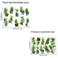 Technical layout showing finished and received sizes for plant wall stickers - Potted Green Plant (KSXN107L)