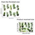 Waterproof green plant potted wall stickers showing finished and received sizes. - Green Potted Plant (KSXN108S)