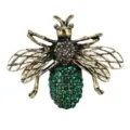 Elegante broche de abeja vintage en oro con brillantes diamantes de imitación verdes - 墨绿蜜蜂