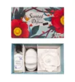 Set de regalo de aromaterapia con aceite esencial, piedra cerámica y difusor floral para hogar. - Set de regalo de lino fresco