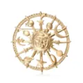 Exquisite vintage celestial sun moon star brooch in gold-plated finish with galaxy motifs - Gold