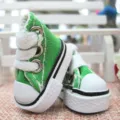 Detailed macro view of 3.5cm mini green canvas sneakers for dolls or keychains - Green Single Piece / 3.5x2x3cm / Green