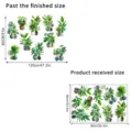 Potted green plant wall stickers set showing finished layout and received sheet sizes - Green Potted Plant (KSXN110L)
