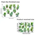Detailed dimensions and layout for self-adhesive green plant potted wall stickers - Green Potted Plant (KSXN110S)