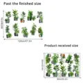 Detailed product dimensions for green potted plant wall stickers showing finished and received size. - Green Potted Plant (KSXN111L)