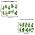 Size comparison of potted plant wall stickers showing finished and received layout. - Green Potted Plant (KSXN113L)