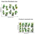 Dimensions for green plant wall stickers: 120x80cm layout and 90x60cm sheet size. - Green Potted Plant (KSXN114L)