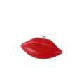 Red resin lip-shaped keychain pendant with glossy finish for fashion accessories - Pendant/Finding / Red