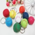 Assorted colorful mini baseball keychains featuring realistic red stitching details and rings - 3.5cm / Multicolor