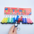 Juego de 12 mini llaveros con linterna LED de colores para regalos y fiestas infantiles - Estilo Largo (Único) / Juego de 12 / Colorido (Colores Mezclados)