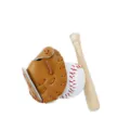 Driedelige miniatuur honkbalset met houten knuppel, bruine handschoen en bal voor kinderen - 3.5CM *7.5CM / Khaki Pre-order