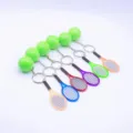 Miniature tennis racket and ball keychains in assorted vibrant colors on white background - Tennis (Single)