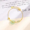 Pulsera de oro de estilo tradicional con hebilla de seguridad de jade - Estilo Hebilla de Paz Bendición / Dorado
