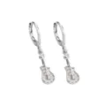 Silver-toned rock guitar hoop earrings encrusted with sparkling white cubic zirconia stones - Guitar Hoop / White Gold