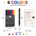 6 Kleuren Watergedragen Fijne Punt Pennen Set 0.5mm Vezelpunt Tekenen Markers voor Kunst - 6 Stuks Verpakking