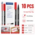 Pack of 10 red 1.0mm fine tip permanent markers for multi-surface labeling and marking. - Red