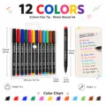 12 Kleuren Watergebaseerde Fineliner Pennen Set 0.5mm Fijne Punt voor Tekenen en Schrijven - Twaalfdelige Kit
