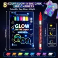 Professional 8-color glow in the dark fabric markers set for DIY clothing design - 8 Pieces/Pack / Multicolor Glow Fabric Markers
