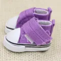5cm violette Mini-Canvas-Sneaker mit Klettverschluss für BJD- oder Stoffpuppen. - 5x2.5x3cm / Lila