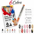 6 Kleuren Nail Art Marker Set 0.5mm Fijne Punt Graffiti Pen voor DIY Nagel Schilderij Kunst - 6 Stuks Verpakking (0,5mm)