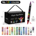 Dual-tip acrylic paint markers set with black storage box 96 192 colors art supplies - 96 Pcs / 192 Colors with Strap
