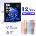 12 Stuks 24 Kleuren UV Glow Pennen Dubbele Penseel Neon Marker Set Voor Feest - Set van 12 (24 kleuren)
