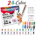 24 kleuren nail art marker set met 0.5mm fijne punt voor creatieve manicure DIY schilderen. - 24 Stuks Verpakking (0,5mm)