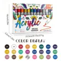 Professional 24 colors acrylic brush markers set with flexible tips and color display chart - 24 Colors