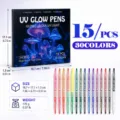 Set van UV-gloeipennen met dubbele kop voor lichaamsbeschildering en feestmake-up. - Set van 15 (30 kleuren)