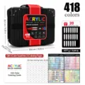 418 colors acrylic brush marker set with storage case, replacement nibs and color swatches. - 418 Colors Carbon Black Suitcase Style