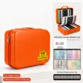 418-Color Direct-Liquid Acrylic Marker Pen Set with Portable Storage Case for Art - 418 Colors Warm Sun Orange Suitcase Style