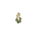 Elegant U-shaped gold-wrapped ear cuff featuring four round green nephrite jade beads - Clip-On Earrings / Single Piece / Gold