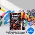 Set professionale di 3 pennarelli acrilici jumbo rossi con punta larga da 15 mm per art - Stelo singolo / Rosso