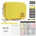 366 Colors Acrylic Marker Set in Yellow Suitcase Case with 15 Free Nibs and Color Swatches - 366-Color Lemon Yellow Suitcase Model