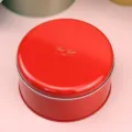 Caja redonda de metal rojo para galletas, dulces y pequeños regalos, envase elegante. - Altura 68mm / Rojo especial