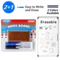 Two-color erasable whiteboard markers and eraser set with mini board for office - 2 Markers and 1 Eraser