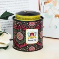 European retro tin tea canister with double lid and floral print for kitchen storage decor. - Red European-Style Floral - 01