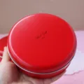 Pequeña caja redonda de metal rojo para galletas y snacks, recipiente de regalo ideal. - Altura 40mm / Rojo especial