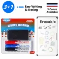 Whiteboard marker set with eraser including black blue and red pens for office use - 3 Markers and 1 Eraser