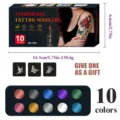 Temporary tattoo markers set 10 colors body art pen waterproof skin safe with stencils box - 10-Color Tattoo Pen Set